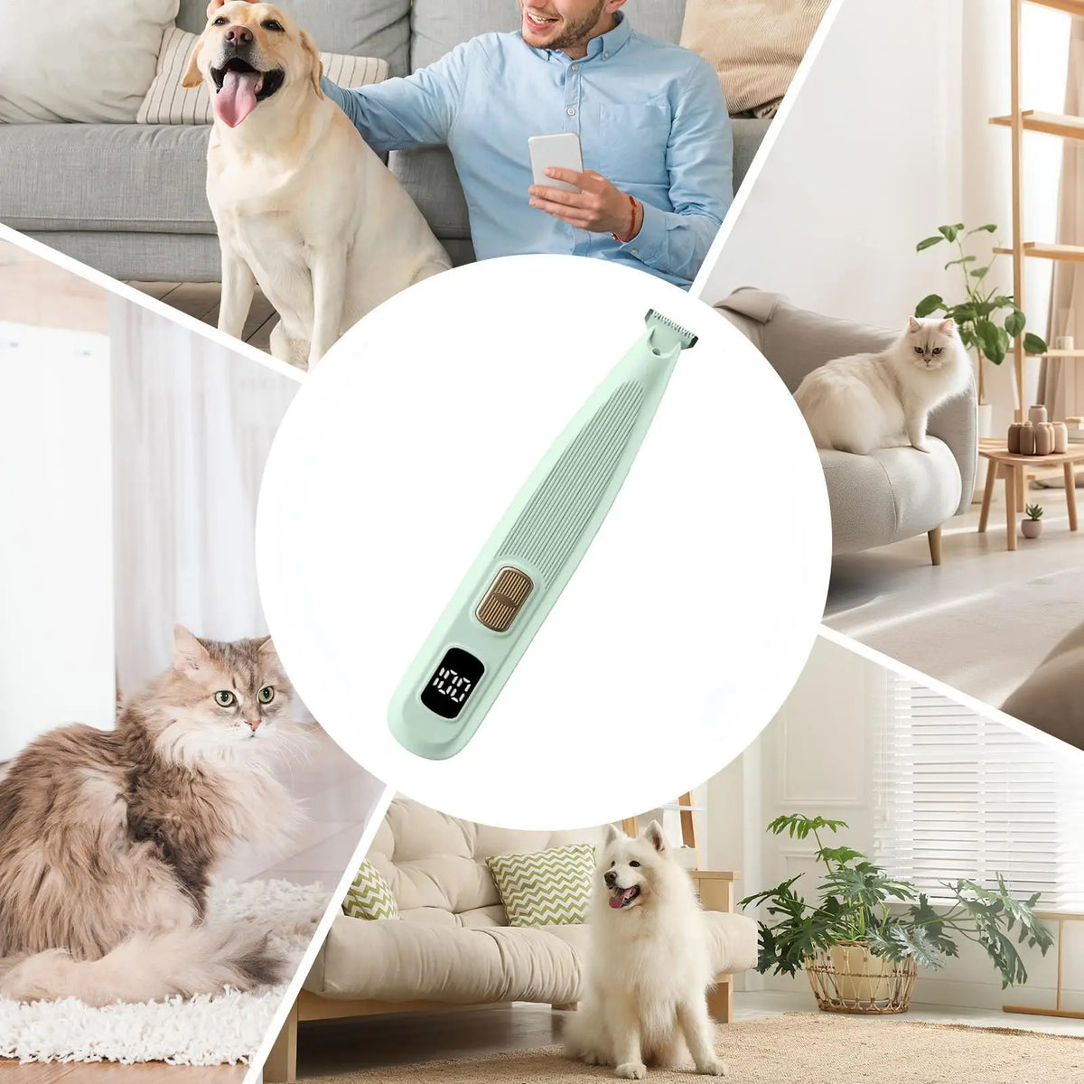 Dog Clippers Cordless Rechargeable Professional Cat Shaver Cordless Dog Grooming Clippers For Pet Long Short Thick Coat Paw Home